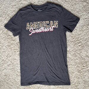Grey Cheetah Print American Sweetheart Women's Short Sleeved Shirt Size S